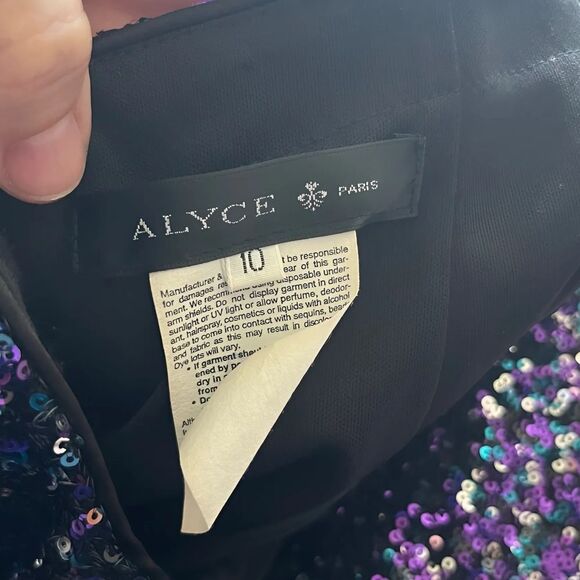 Alyce Paris STRAPLESS sequined high low evening gown multicolor prom formal - Picture 15 of 15
